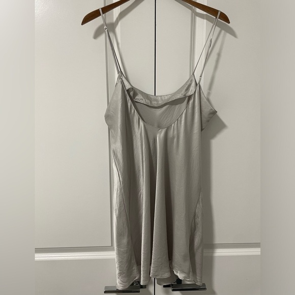 La SENZA 100% Silk Gray Chemise with Star Accents - Picture 2 of 3